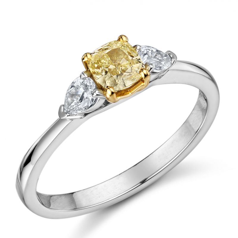Fancy Yellow Cushion Cut Diamond Ring